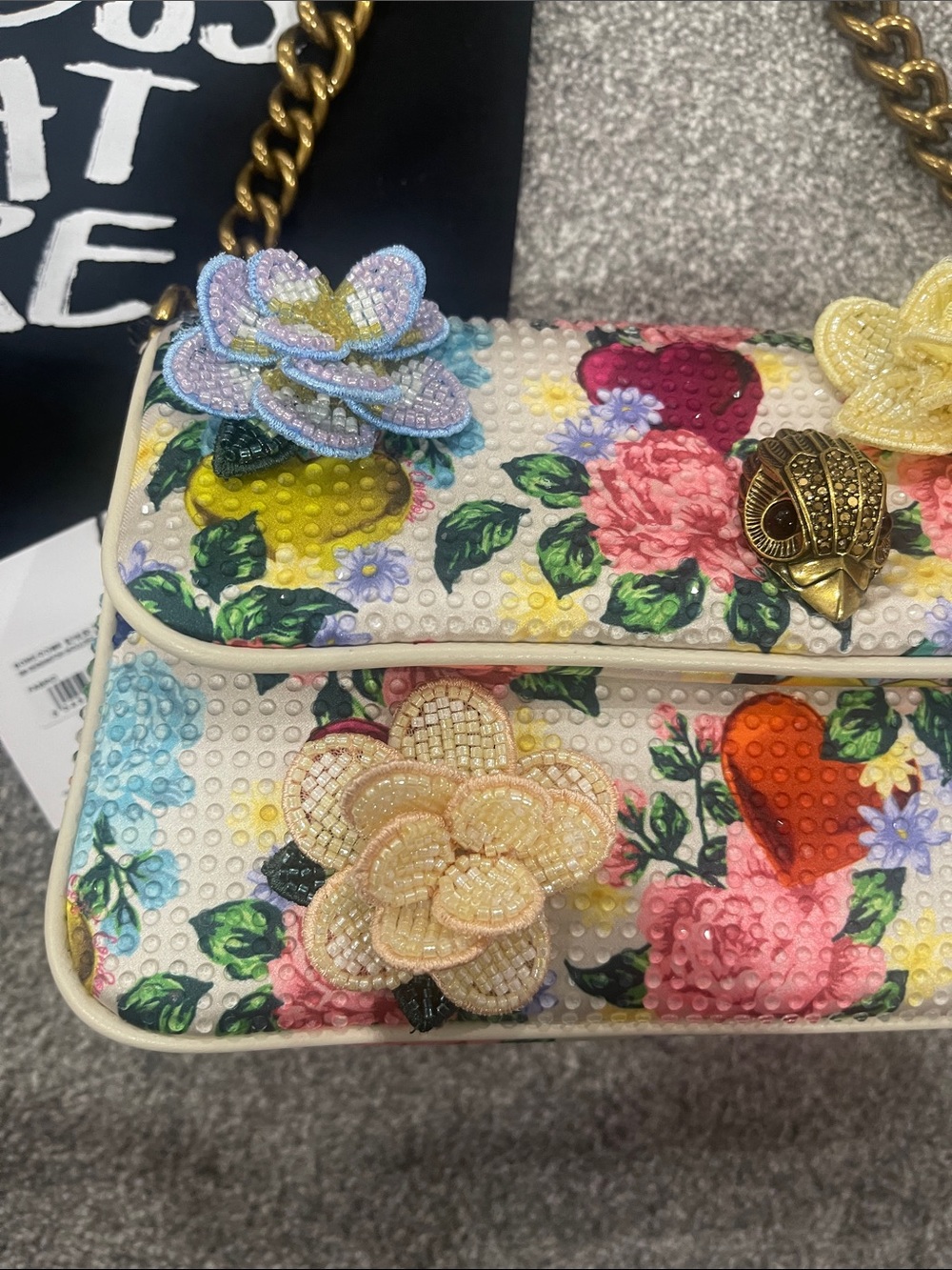 Kurt Geiger Floral Appliqué Chain Shoulder Bag - Multicolor beautiful /flowers - Picture 5 of 13
